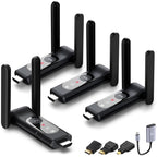 Wireless HDMI Transmitter and 2 Receiver,50M/165FT,LED Display,Up to 8 RXs