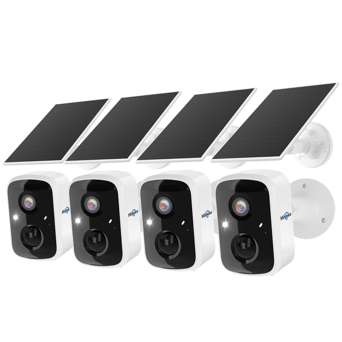 Hiseeu Solar Camera Security Outdoor, 4 Pack 100% Wireless 4MP WiFi Cameras