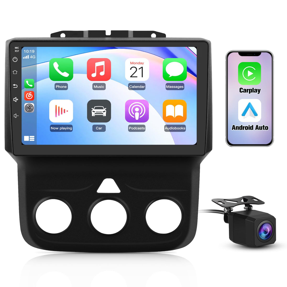 Junsun 8 Core Car Radio Stereo for Dodge RAM 1500 2500 3500 2013 2014 2015 2016 2017 2018 with Carplay Android Auto Bluetooth 4+64GB (Only fit Manual AC)