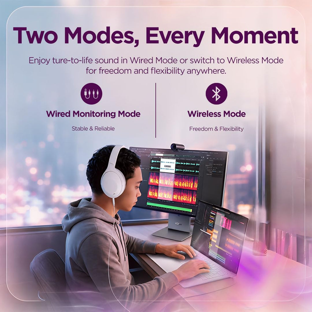 Lenovo Yoga PC Edition Over-Ear Wireless Headphones with Sound by Bose, Hybrid ANC Noise Cancellation, Bluetooth 5.3 Dual Device Connectivity, Touch Controls, 38-Hour Battery Life, Seashell
