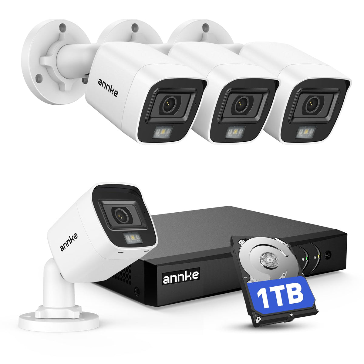 ANNKE 8CH 3K Lite 2MP CCTV Wired Security Camera System Outdoor, 1TB HDD