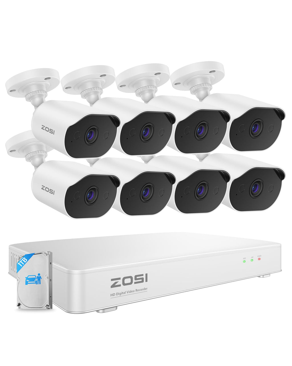 ZOSI 3K Lite Home Security Camera System with AI Human Vehicle Detection