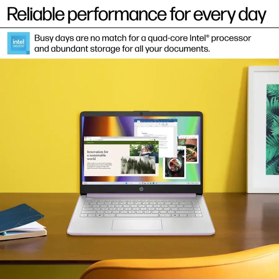 HP 14" Laptop Sleek Design for Studying and Collaboration, Intel Quad-Core N150(>N4120), 1 Year Office 365, 16GB RAM, 256GB Storage(128GB UFS + 128GB SD Card), Wi-Fi 6, Webcam, USB C, Win 11S