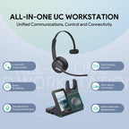 Yealink WH64 Workstation DECT Wireless Headset with 4" Touch Screen,3x Noise Cancelling Mic, 606ft Range,All in One Workstation with Speaker,3x USB Hub Office Headset for Desk Phone,Computer,Cellphone