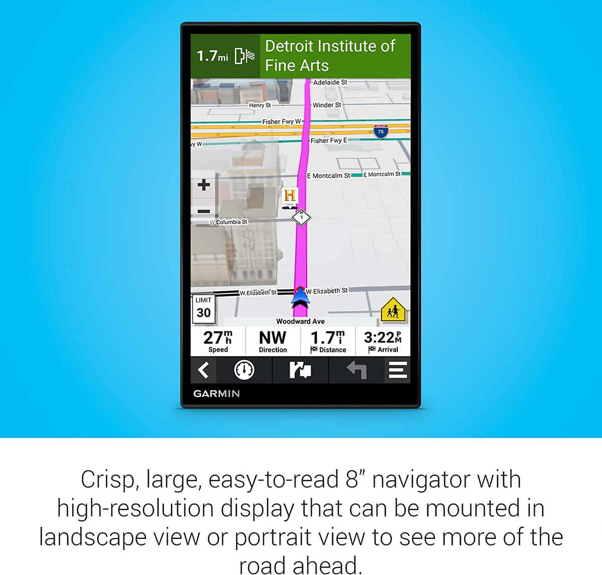 Garmin DriveSmart 86 8-inch Bright Crip Glass Screen Car GPS Navigator (010-02471-00) (Renewed)