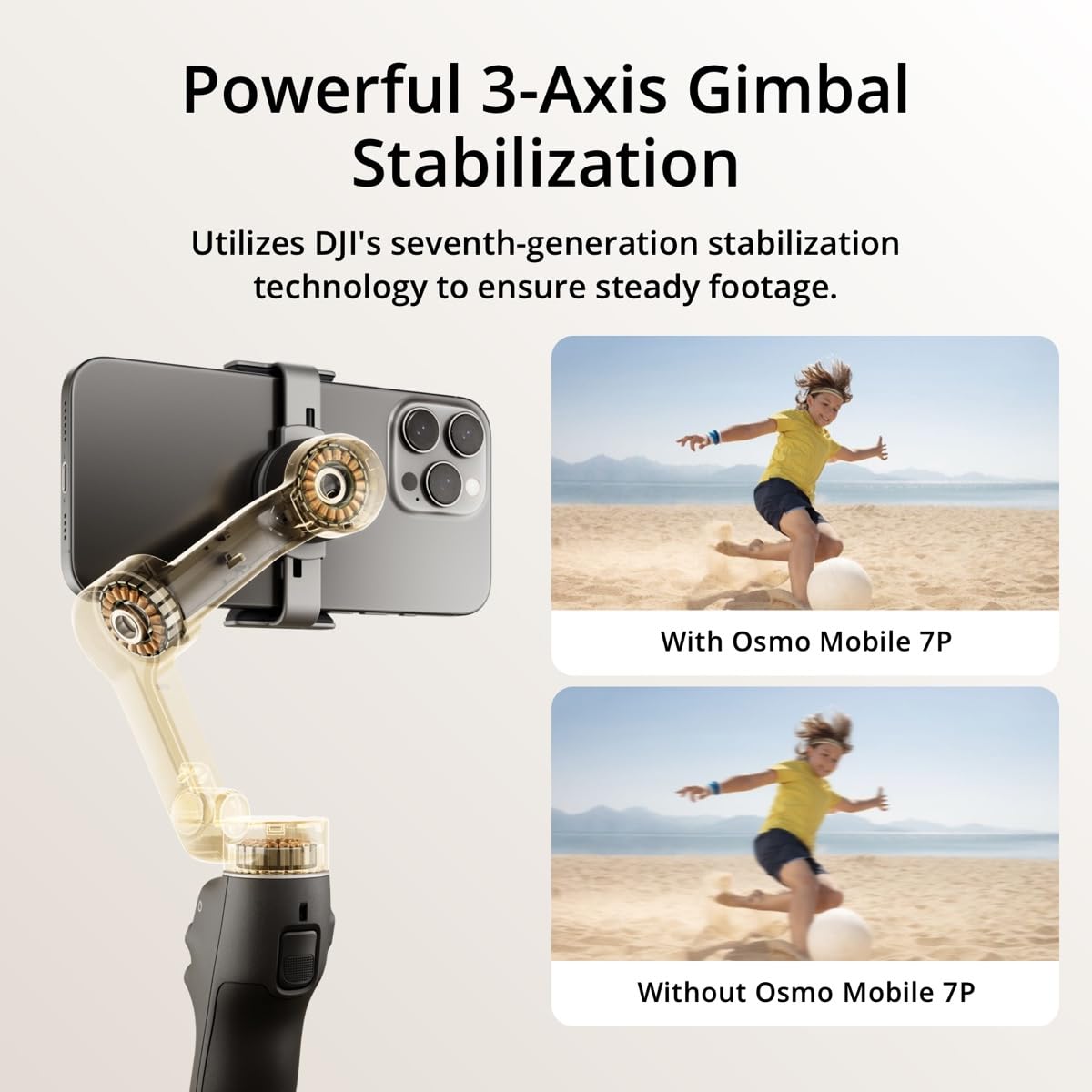 DJI Osmo Mobile 7P Gimbal Stabilizer for iPhone, Android, Lighting, 3-Axis Phone Gimbal, Built-in Extension Rod & Tripod, 10hrs Use, Phone Charging + Portable Charger + Wireless Mic Set + 20W Plug