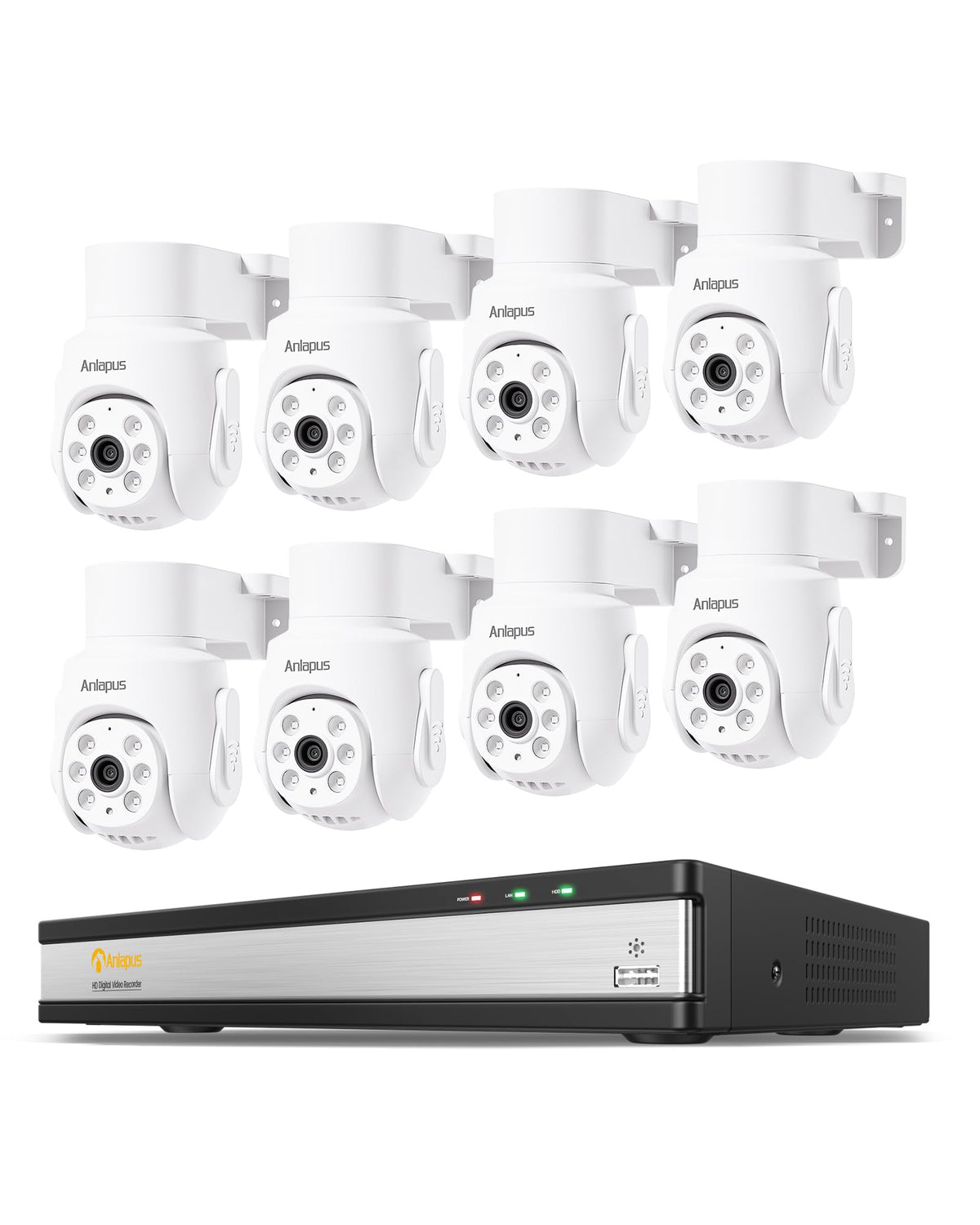 Anlapus 16 Channel Security Camera System, 8Pcs 1080P Pan Tilt Cam, No HDD