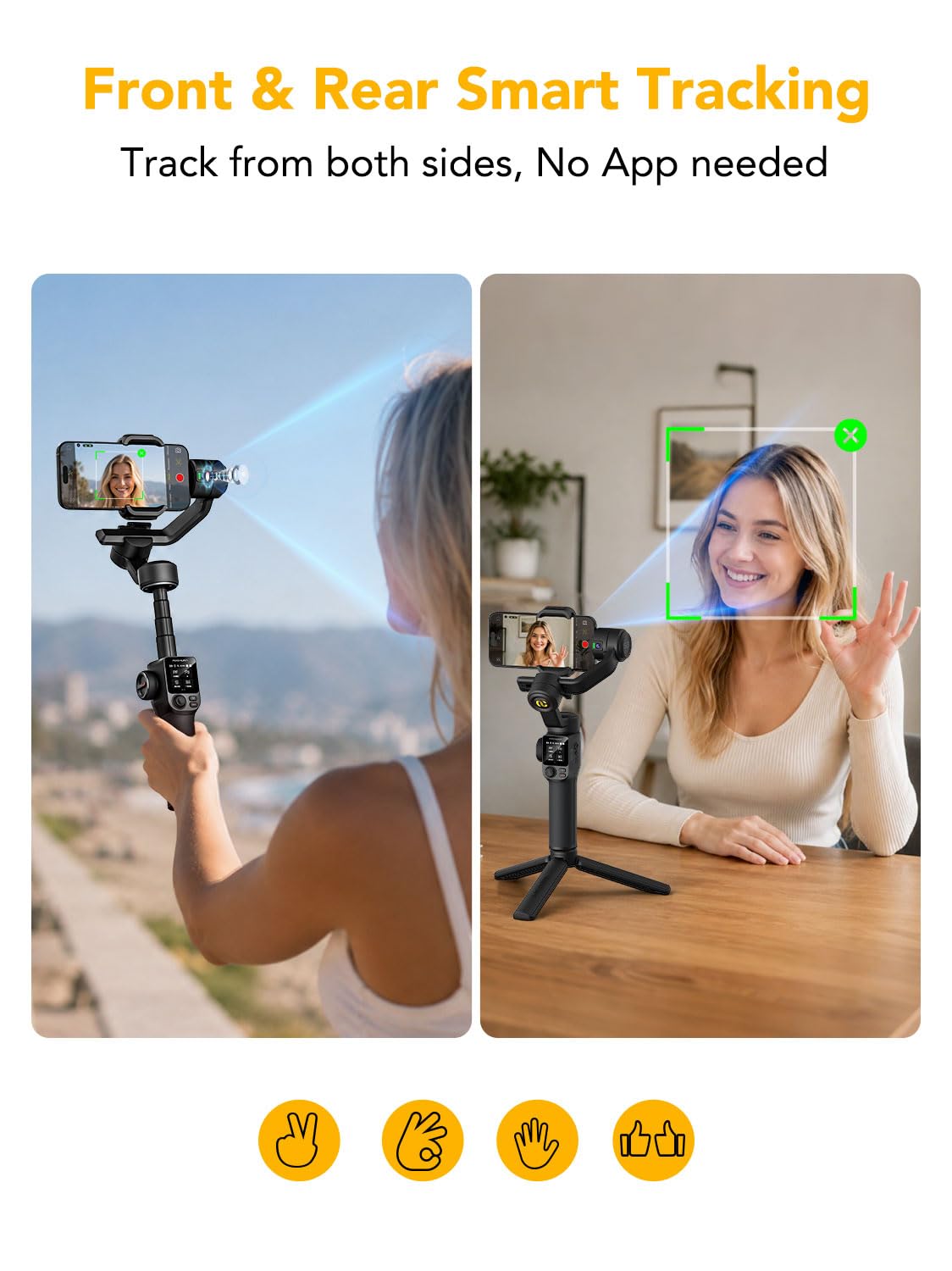 AOCHUAN Smart S3 Gimbal Stabilizer for iPhone & Android, Dual AI Tracking