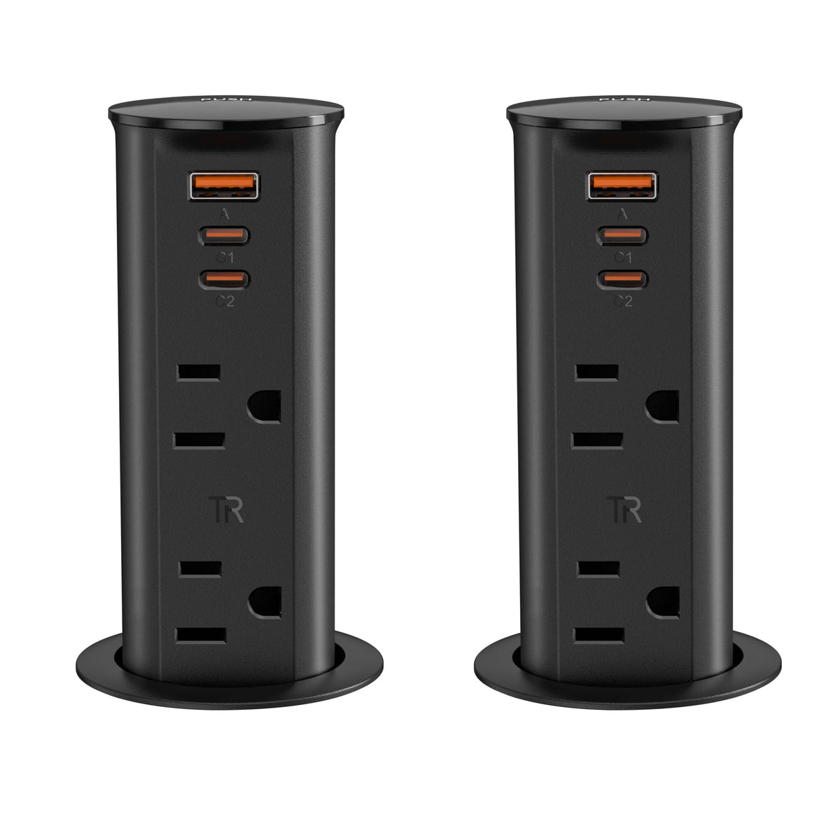 ANNQUAN 2" Pop Up Outlet for Countertop 20W USB Ports 2 Outlet 2PCS Black