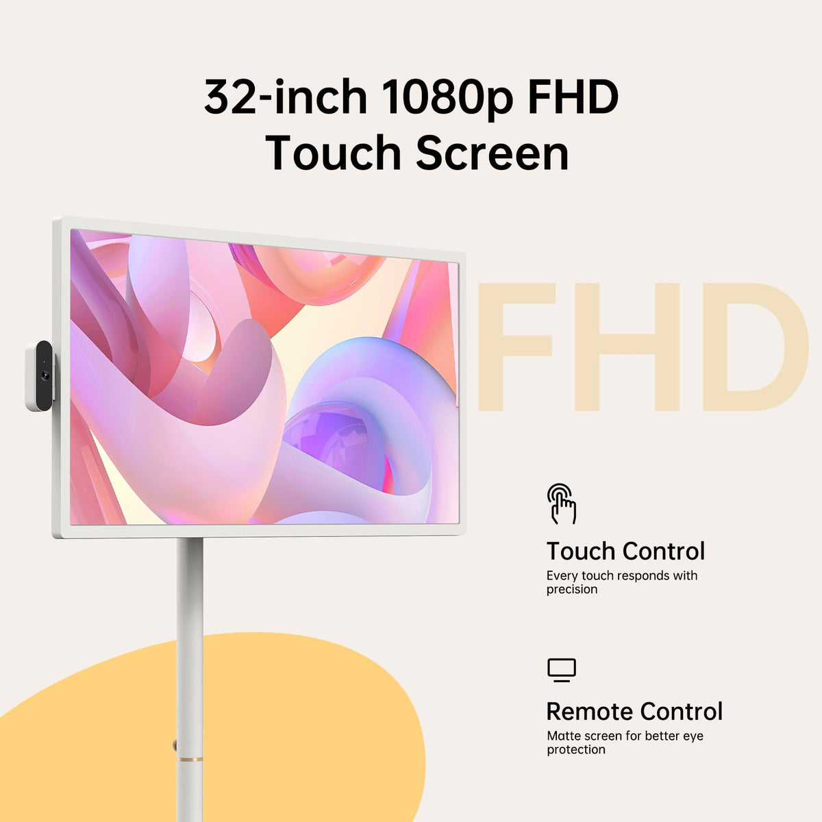 ApoloSign 32 inch FHD Smart Portable TV Gen2, 16G +128G Storage, Android 16, 15000mAh, Rolling TV on Wheels with Rotatable Touch Screen, Built-in Battery, Full Swivel Rotation, Voice Remote