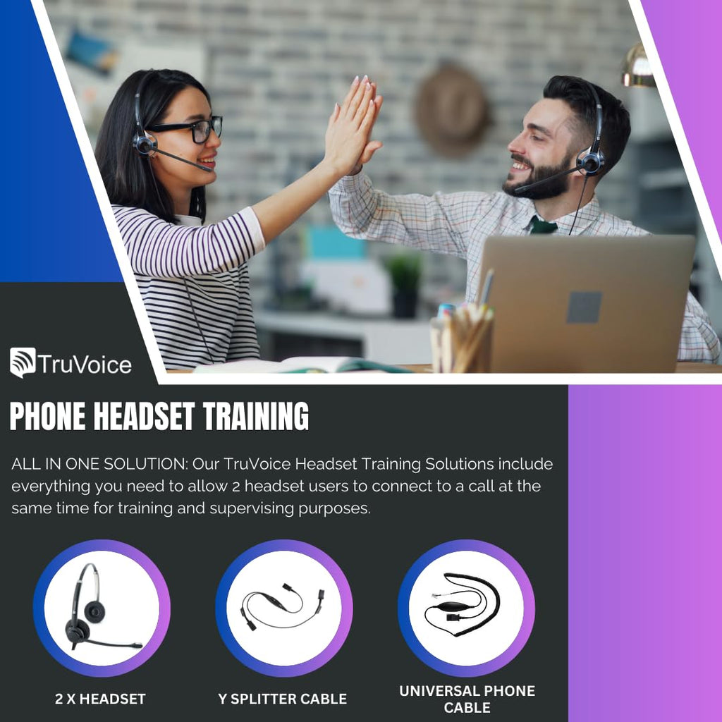 HD-150 Headset Training Bundle for Phones | Agent Supervising, Coaching for Office and Call Center | Compatible with All Telephones with H/S Port Including Polycom Mitel Cisco Avaya Yealink