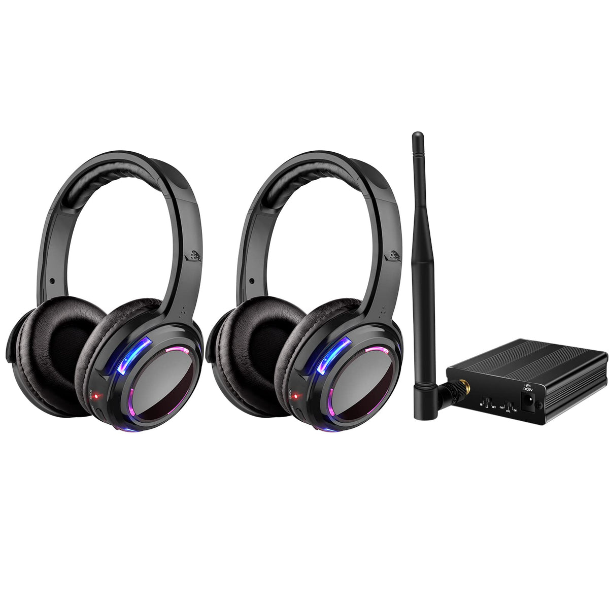 Professional Silent Disco LED Wireless Headphones and RF LED Silent Disco Earphones for iPod MP3 DJ Music Pary Club (20 led Headphone + 1 Transmitter)