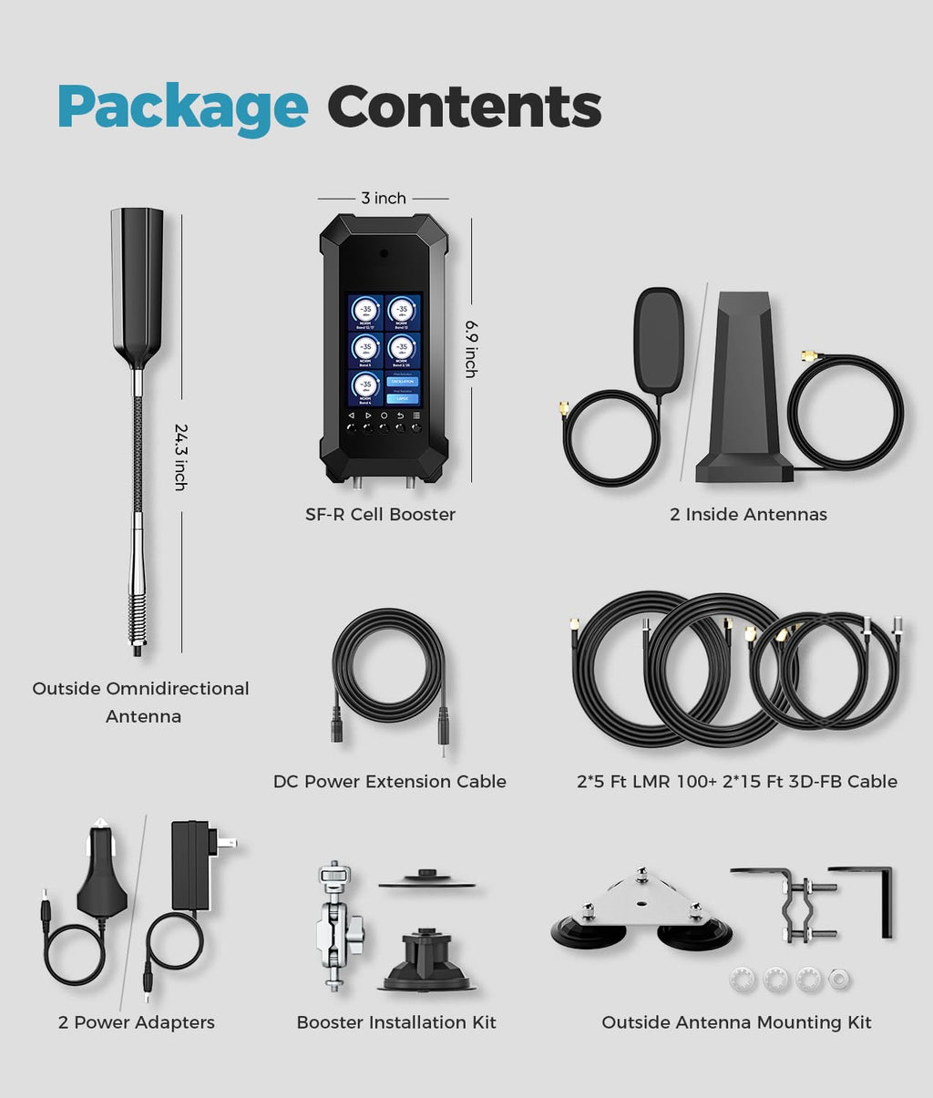 Cell Phone Booster for RV with LCD Display, Upgraded Omni Antenna FCC Approved