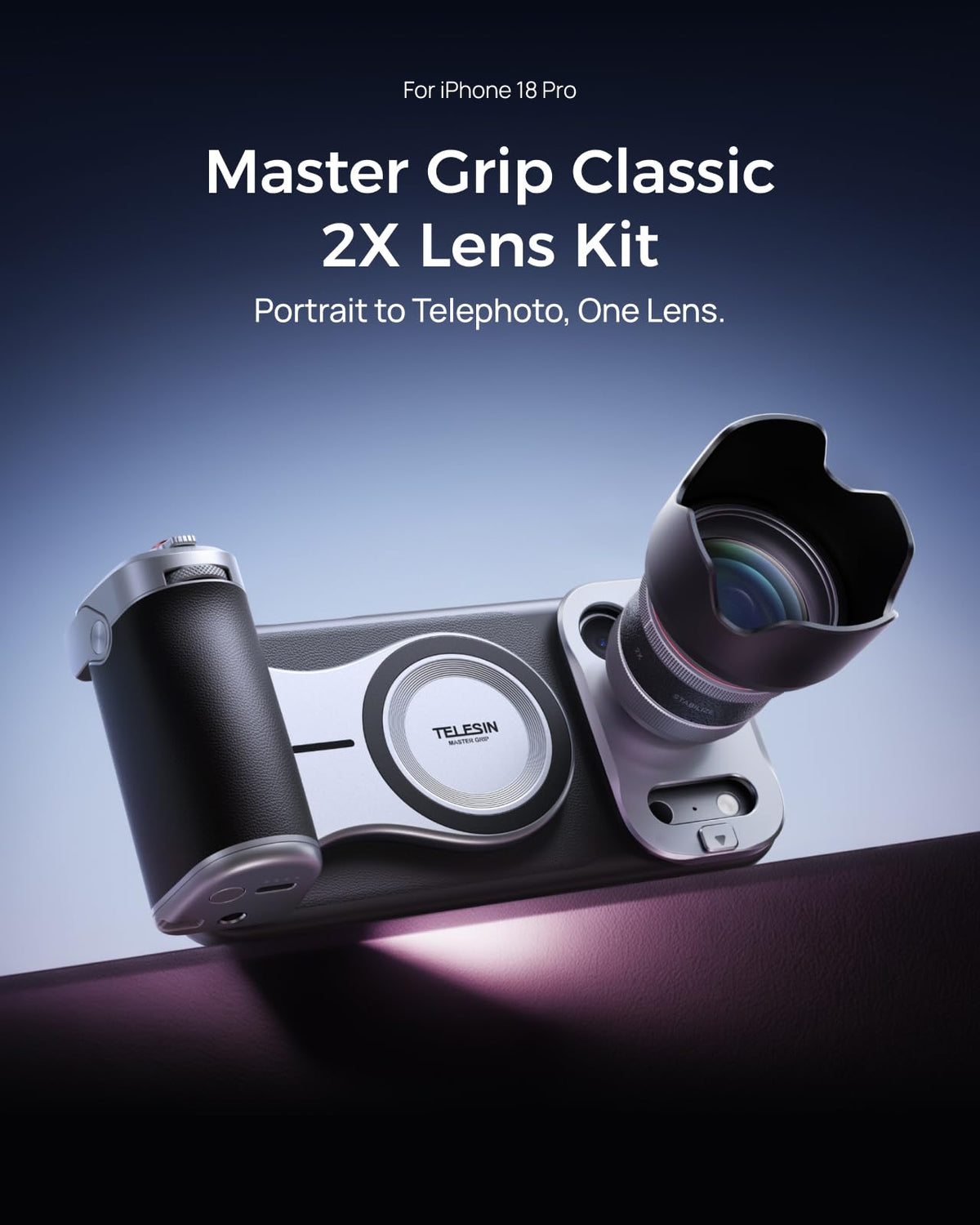 TELESIN Master Grip Kit with 2X Telephoto Lens for iPhone 18 Pro