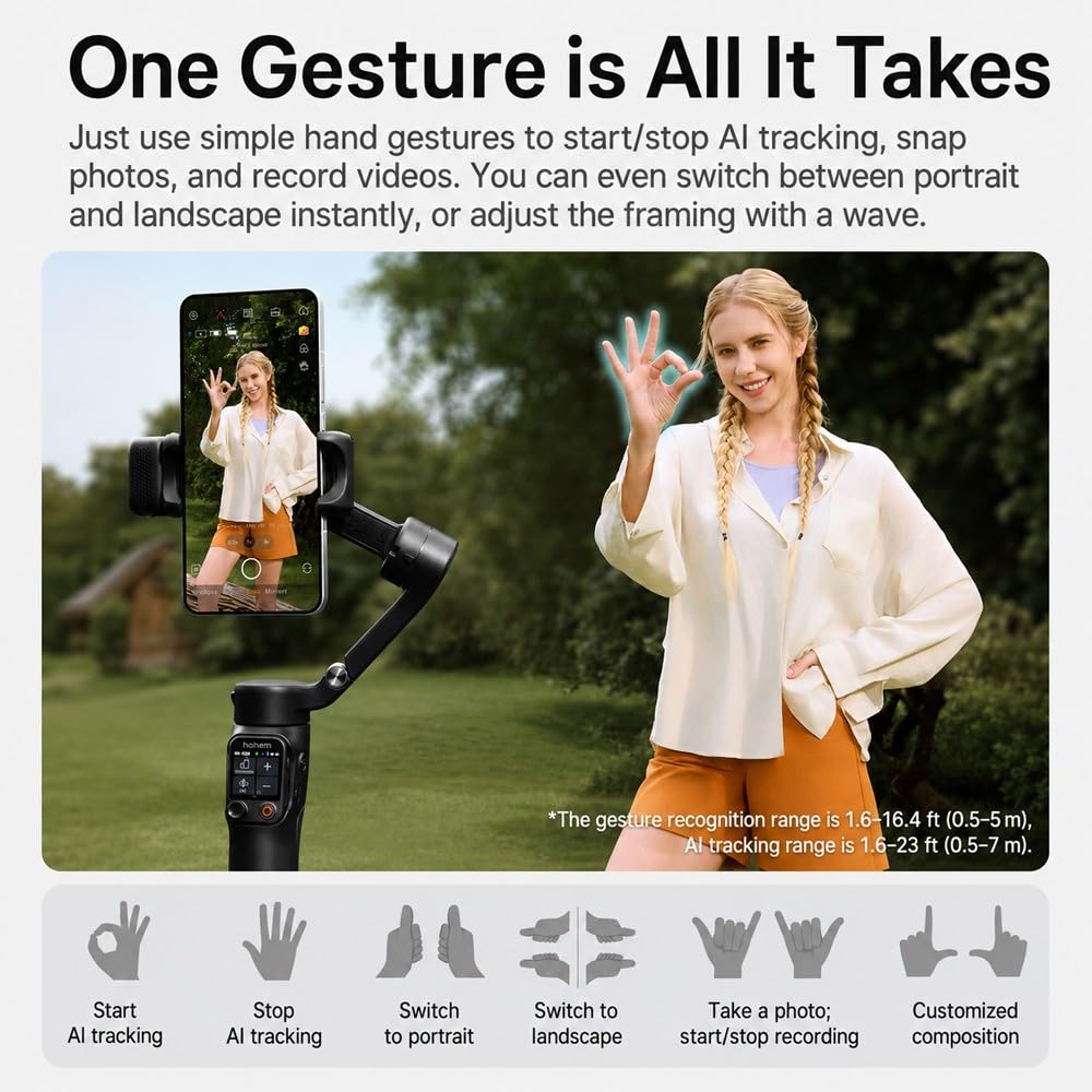 hohem iSteady V3 Ultra Gimbal Stabilizer for iPhone Gimbal with AI Tracking