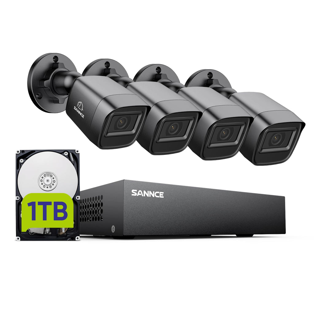 SANNCE 1080P Wired Security Camera System -DVR with 4PCS Cameras, 1TB HDD