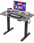 HUANUO 55x28 Inch Electric Standing Desk, Adjustable, Light Vintage Brown
