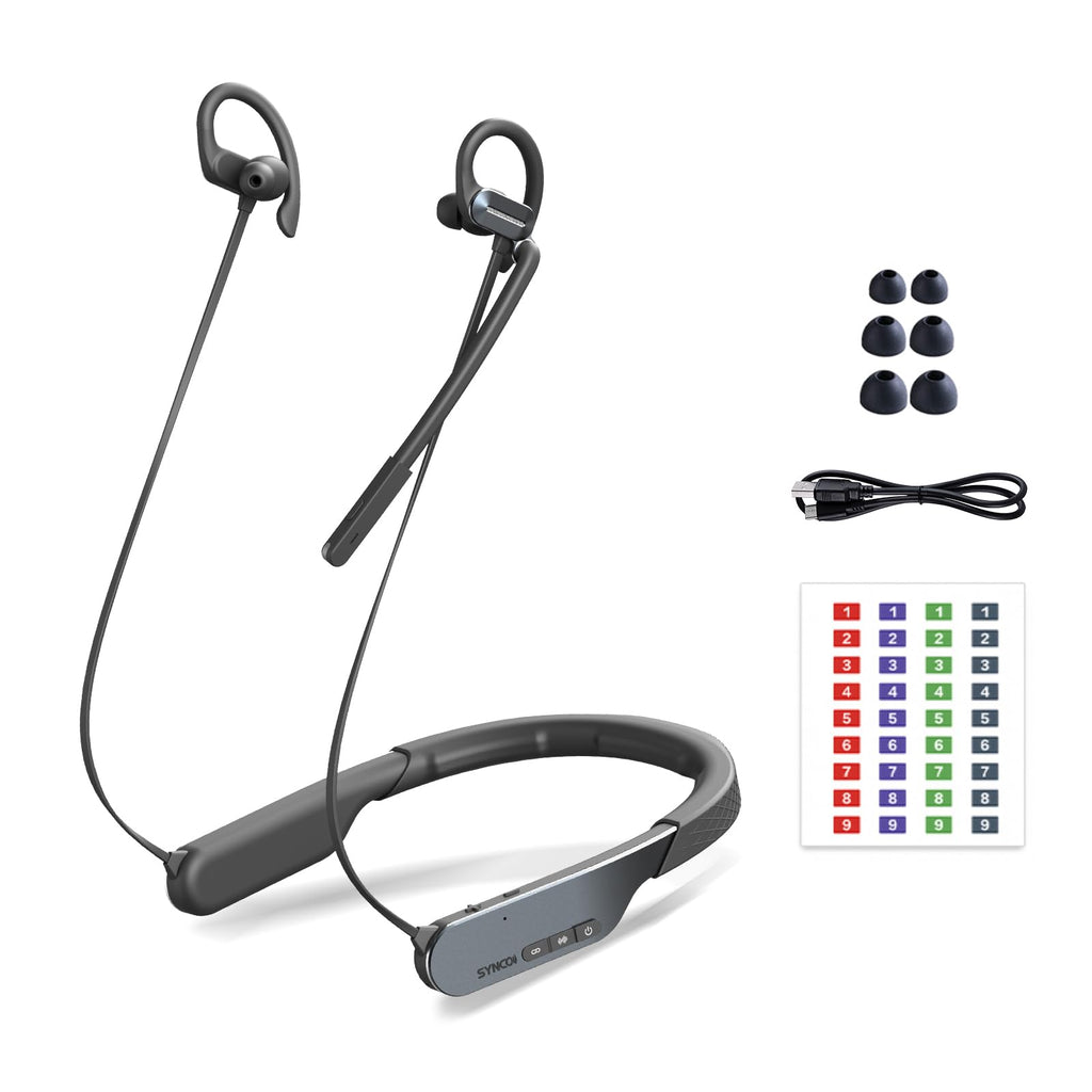 SYNCO Xtalk S5 Wireless Intercom Headset System, 5-Pack, in-Ear Neckband