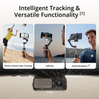 DJI Osmo Mobile 7P Gimbal Stabilizer for iPhone, Android, Lighting, 3-Axis Phone Gimbal, Built-in Extension Rod & Tripod, 10hrs Use, Phone Charging + Portable Charger + Wireless Mic Set + 20W Plug