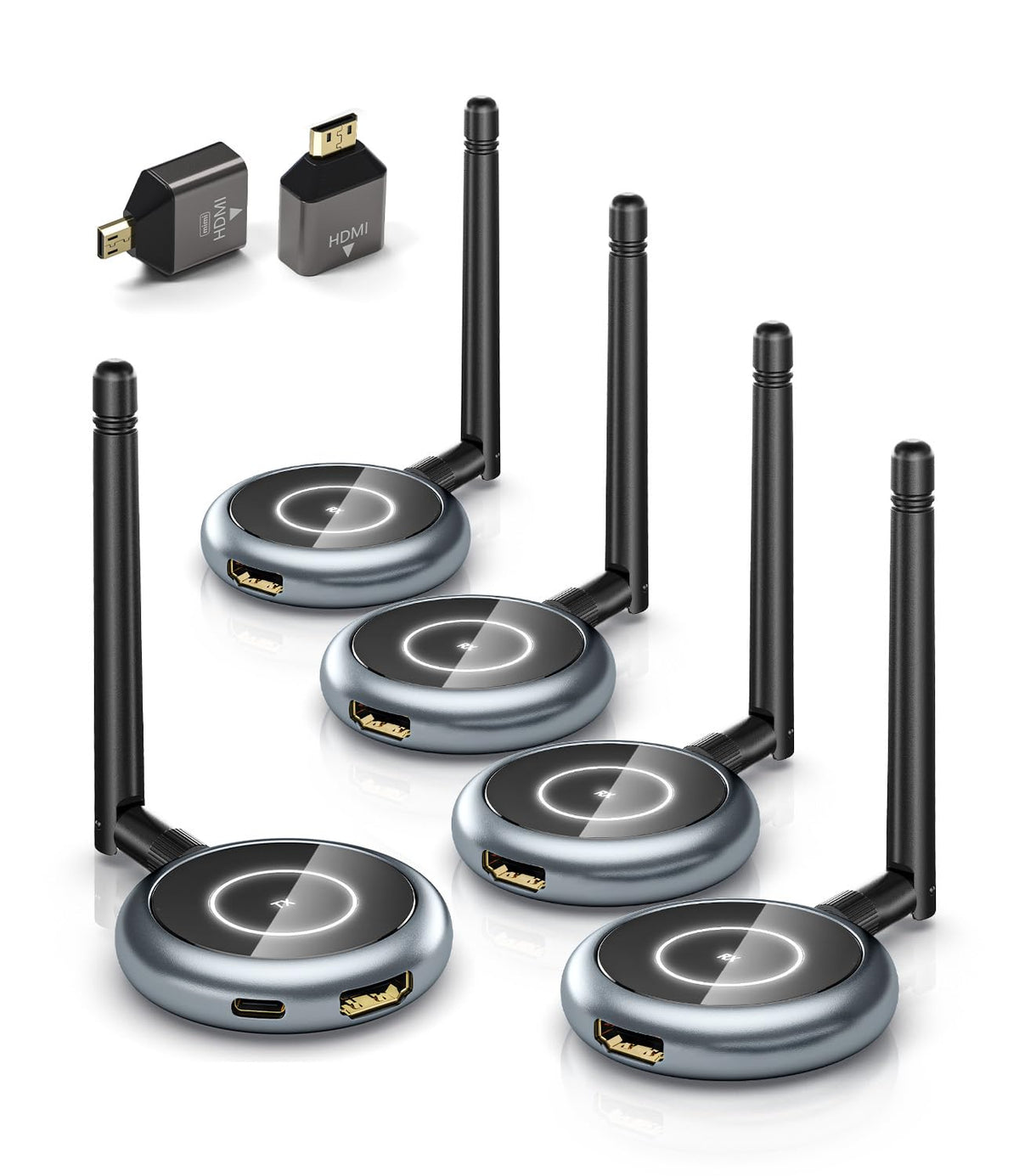 AIMIBO 5.8G Wireless HDMI Transmitter and 3 Receivers, 4K Decode 1080P@60Hz