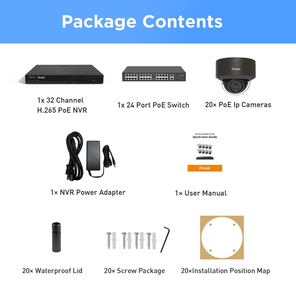 4K 32 Channel Security Camera System with 8TB HDD, PD54B2032-8M