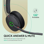 Yealink Headset BH74 Bluetooth Wireless On-ear, Acoustic Shield Mic & Hybrid ANC, Long Battery, All-Day Comfort, Dual Busylight, Teams Certified, Ideal for Office, Remote, and On-the-Go with Cloth
