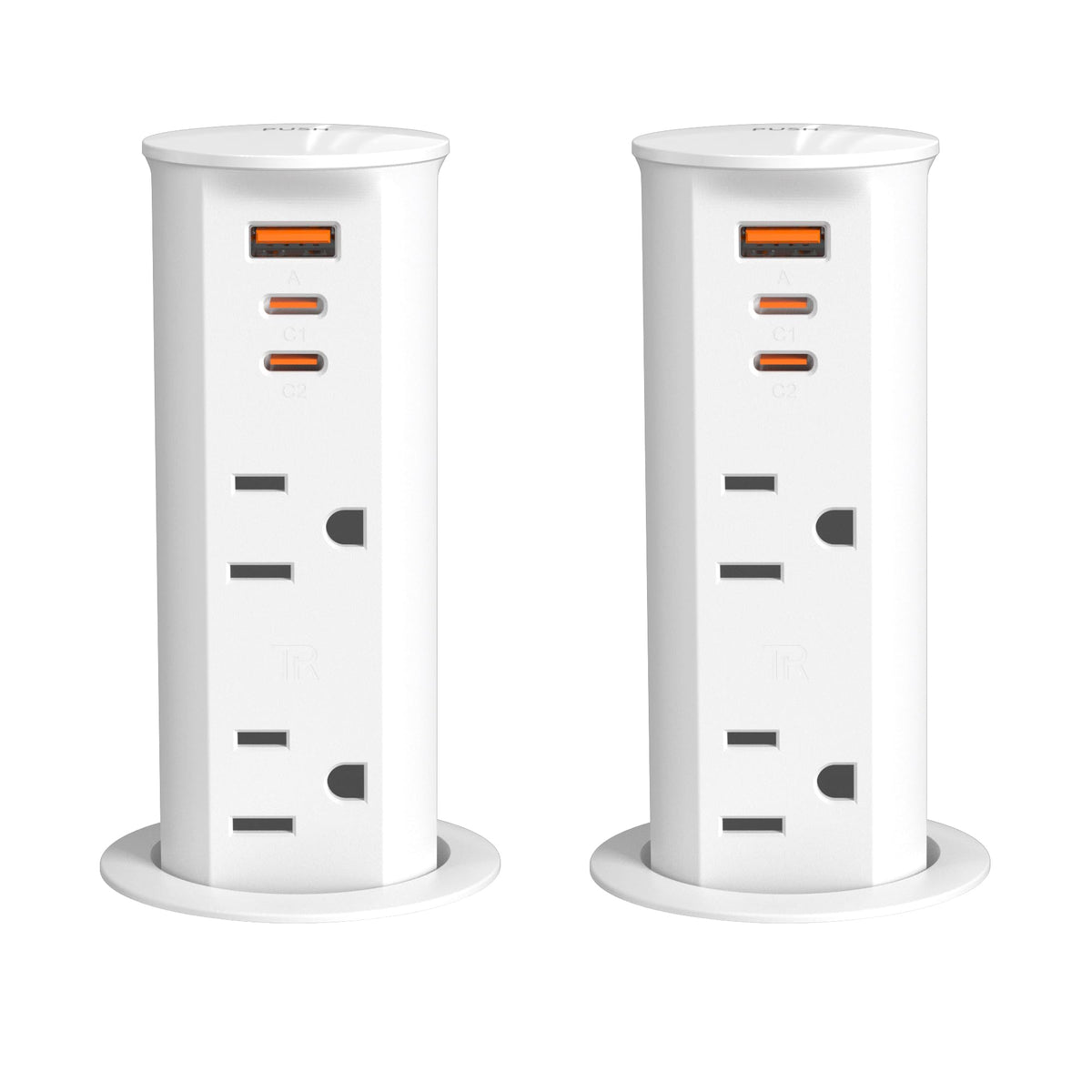 ANNQUAN 2" Pop Up Outlet for Countertop 20W USB Ports 2 Outlet 2PCS Black