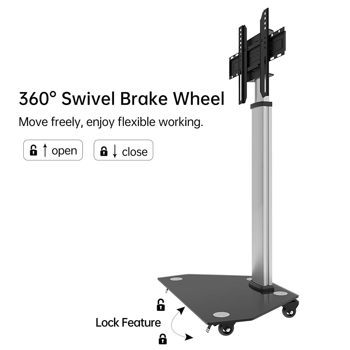 Smart Board JAV Mobile Stand, Four Lockable Wheels, Height Adjustable Portable Stand for Office Classroom