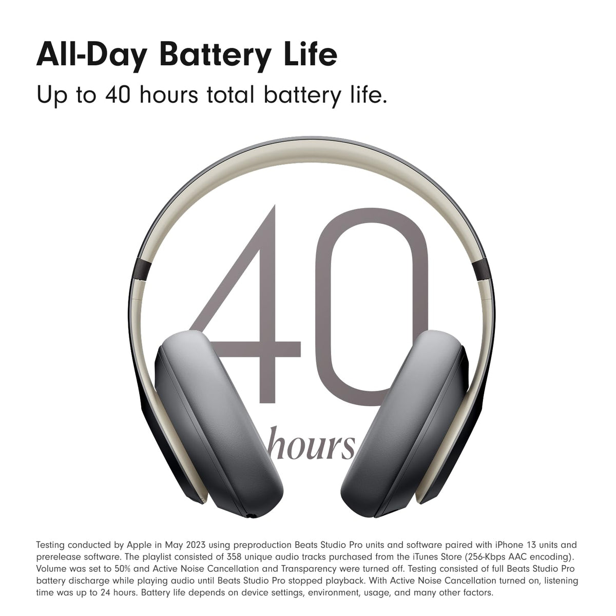 Beats Studio Pro Premium Wireless Over-Ear Headphones- Up to 40-Hour Battery Life, Active Noise Cancelling, Great for Travel & Commuting, Apple & Android Compatible - Exclusive Sand Gray
