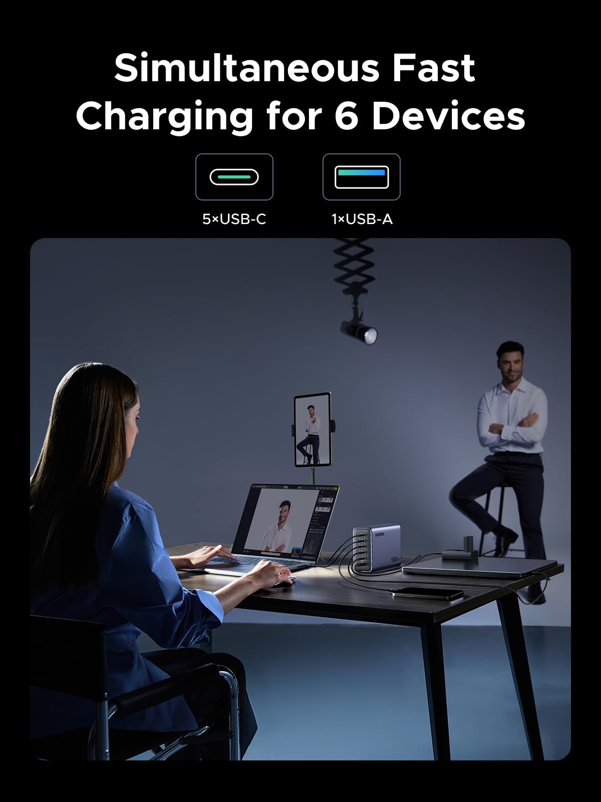 UGREEN Nexode 500W GaN Charging Station, 6-Port 240W Max Charger
