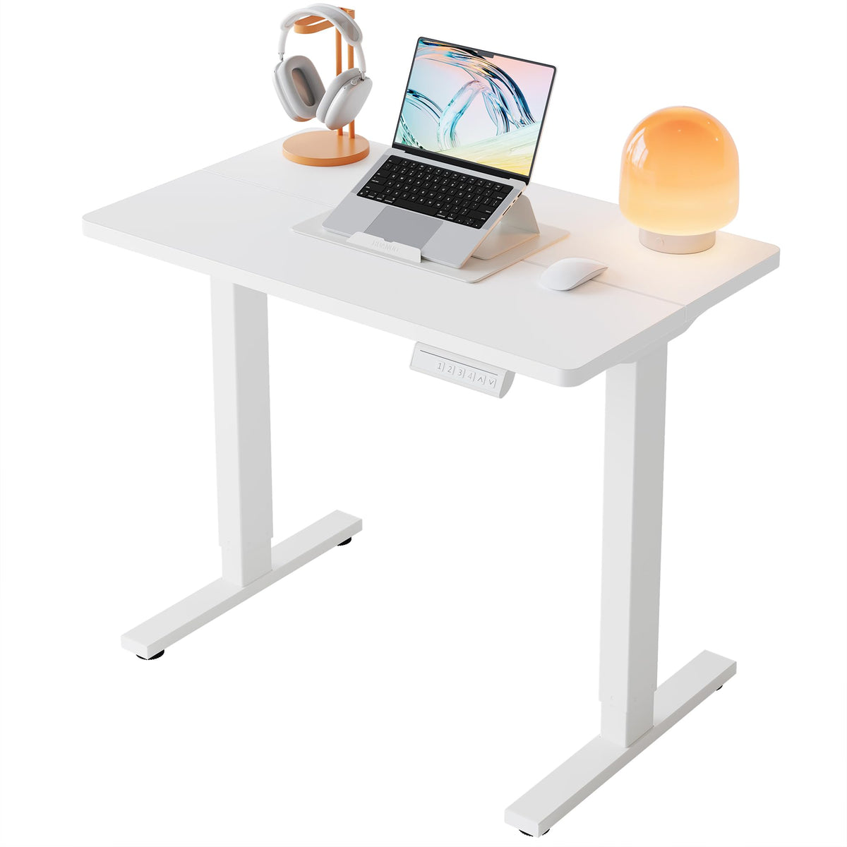 HUANUO 55x28 Inch Electric Standing Desk, Adjustable, Light Vintage Brown