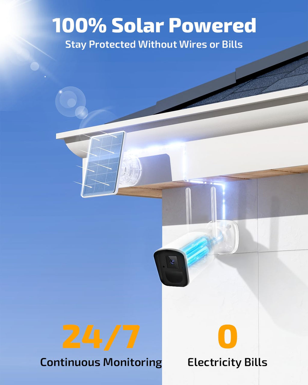 Wireless Outdoor Security Camera System, Solar Powered WiFi Cameras Systems
