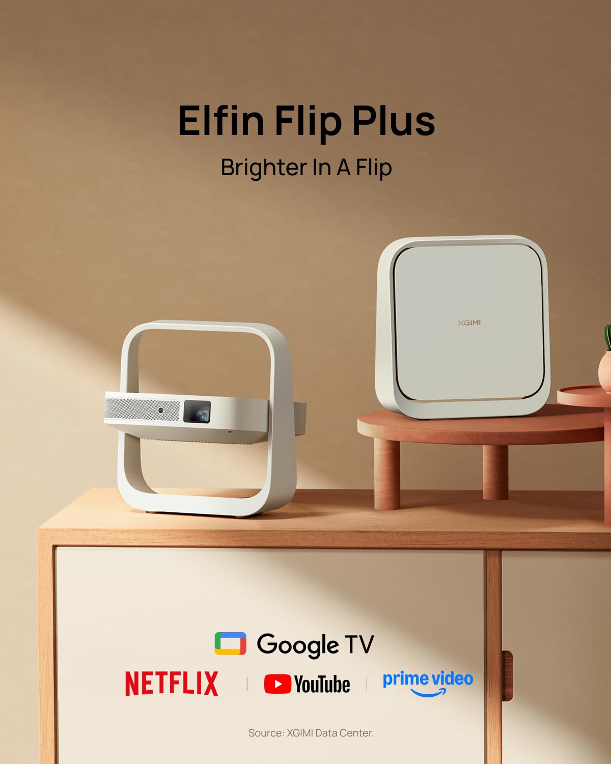 XGIMI Elfin Flip Plus Portable Projector, 500 ISO Lumens, Adjustable Stand