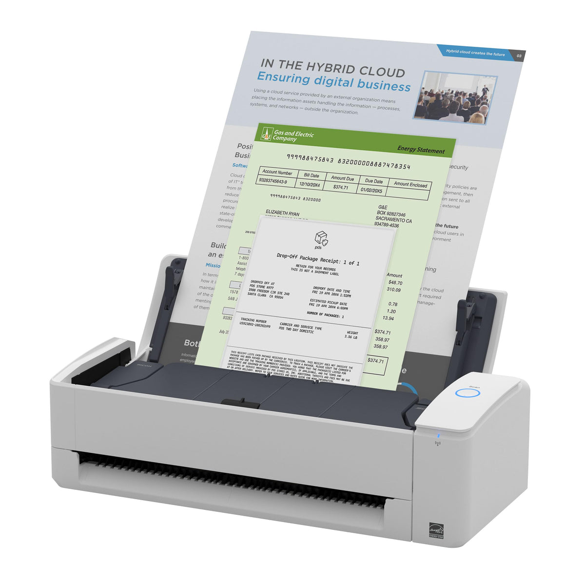ScanSnap iX1300 Wireless or USB Double-Sided Color Document Scanner, Black