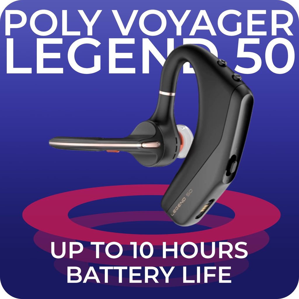 Poly Voyager Legend 50 UC Bluetooth Headset, Charging Case, AI-Powered Noise Cancellation, 4Mic WindSmart Tech, 10-Hr Battery, 98 ft Wireless Range, Multipoint Connectivity, Voice Assistant, GTW Cloth