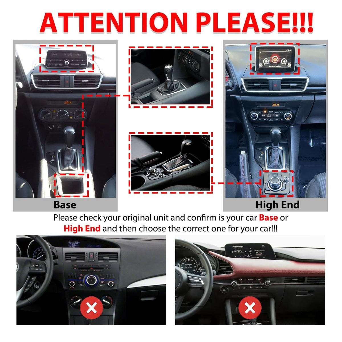for Mazda 3 Axela 2014-2018（High End with Original MZD Connect） 2G+64G CarPlay Android Auto Navigation Stereo GPS Radio Camera Display 9" IPS Touchscreen Headunit Tablet Pad Media Player Quad Core