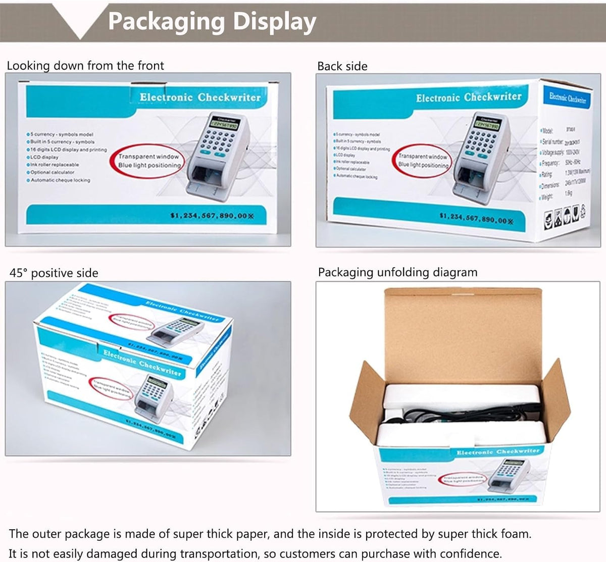 16 Digit Electronic Check Writer, Amount Only Anti Tamper Check Printer