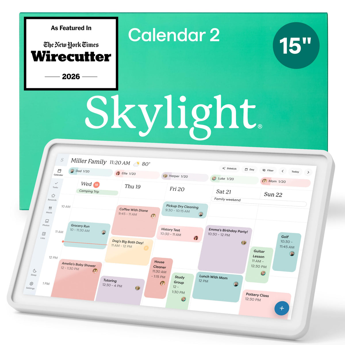 Skylight Calendar – 15" Touchscreen Digital Calendar & Chore Chart, White