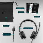 EPOS Impact 860T ANC Dual-Sided Wired Headset with Active Noise Cancellation, Microsoft Teams Certified, USB C and USB A, Super Wideband Audio, Ideal for Office Calls, Zoom, Home & Hybrid Work, Black