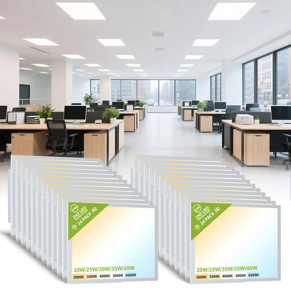 YXL 6 Pack 1x4 LED Flat Panel Light Office Light, 5200LM, 5CCT LED Drop Ceiling Light Fixture, 40W/35W/30W/25W/20W Selectable,6500K/5000K/4000K/3500K/3000K,Dimmable 0-10V,ETL