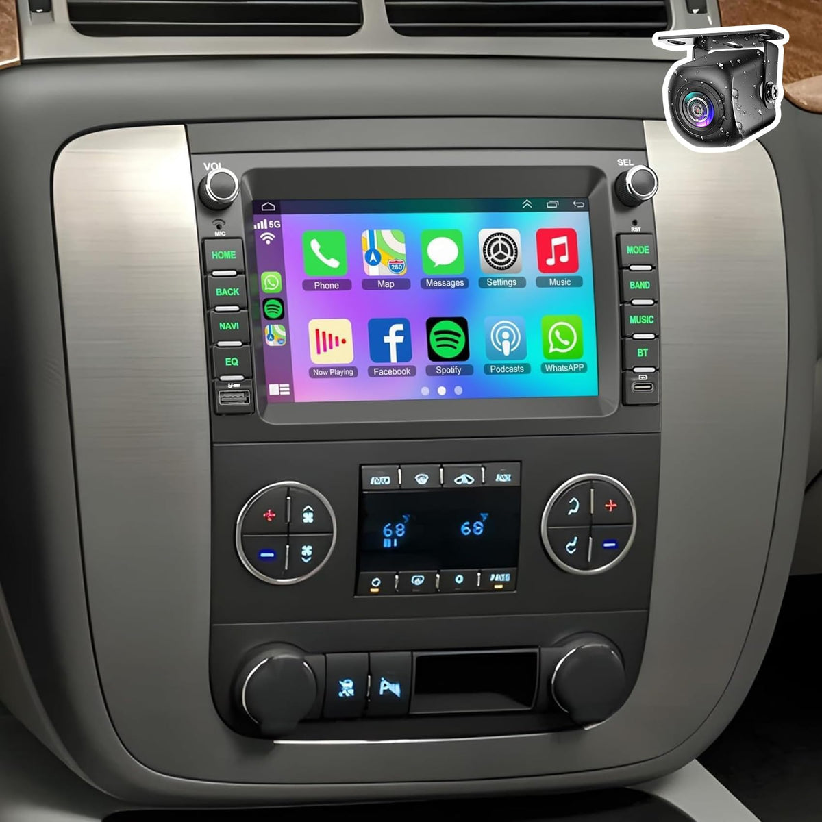 4G+128G 9.7" Touch Screen Car Radio for Cadillac Escalade 2007 2008 2009 2010 2011 2012 2013 2014 Stereo with Wireless Carplay Android Auto WiFi GPS Navigation, FM/RDS Radio, Bluetooth,Backup Camera