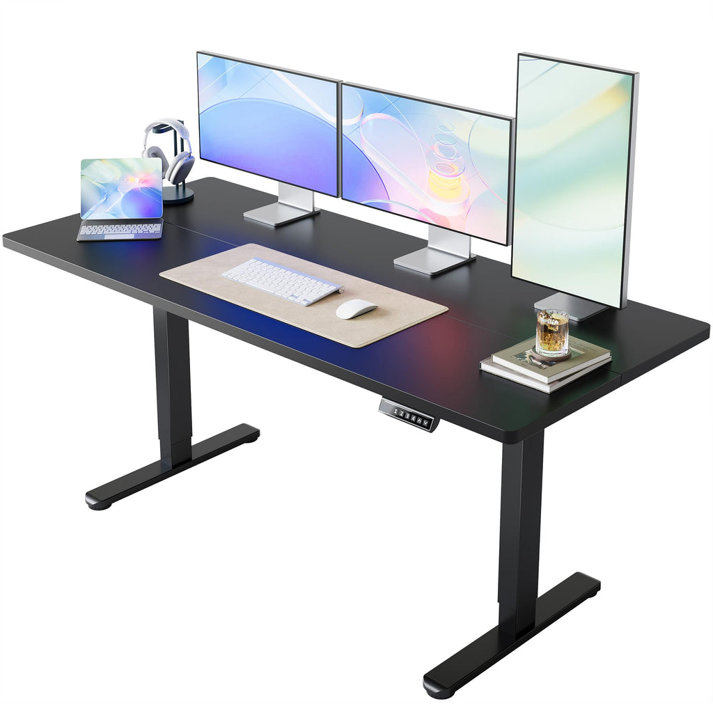 HUANUO 55x28 Inch Electric Standing Desk, Adjustable, Light Vintage Brown
