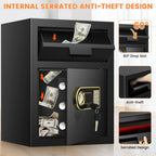 2.3 Cubic Depository Safe with Drop Slot, Electronic Anti-Theft Drop Safe for Business with Programmable Numeric Keypad Lock and Spare Keys, Cash Drop Safe Box for Office Home Retail Store