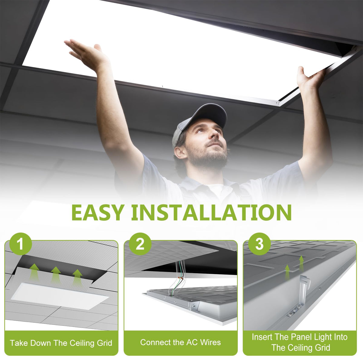 YXL 6 Pack 1x4 LED Flat Panel Light Office Light, 5200LM, 5CCT LED Drop Ceiling Light Fixture, 40W/35W/30W/25W/20W Selectable,6500K/5000K/4000K/3500K/3000K,Dimmable 0-10V,ETL