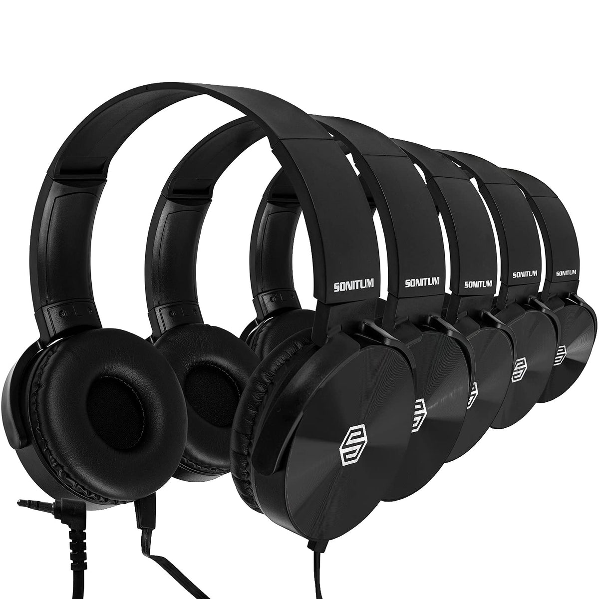 Sonitum Classroom Headphones-Bulk 25-Pack, Student On Ear Comfy Swivel Earphones for Library, School, Airplane, Kids-for Online Learning and Travel, HQ Stereo Sound 3.5mm Jack (Colored Set)