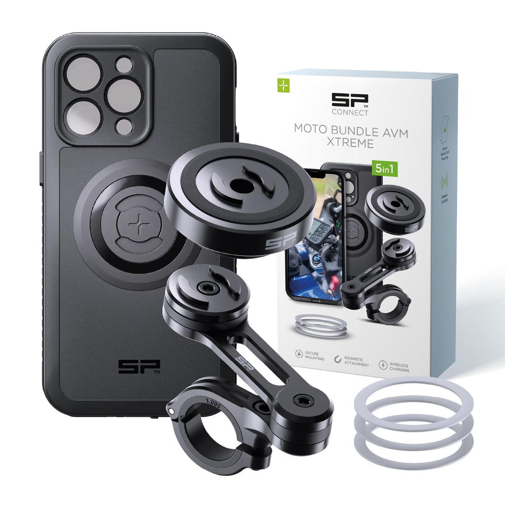 SP CONNECT Moto Bundle II AVM Xtreme | SPC+ |Compatible with iPhone 17 Pro/18 Pro | Phone Mount for Motorcycle | Motorcycle Phone Holder | Handlebars