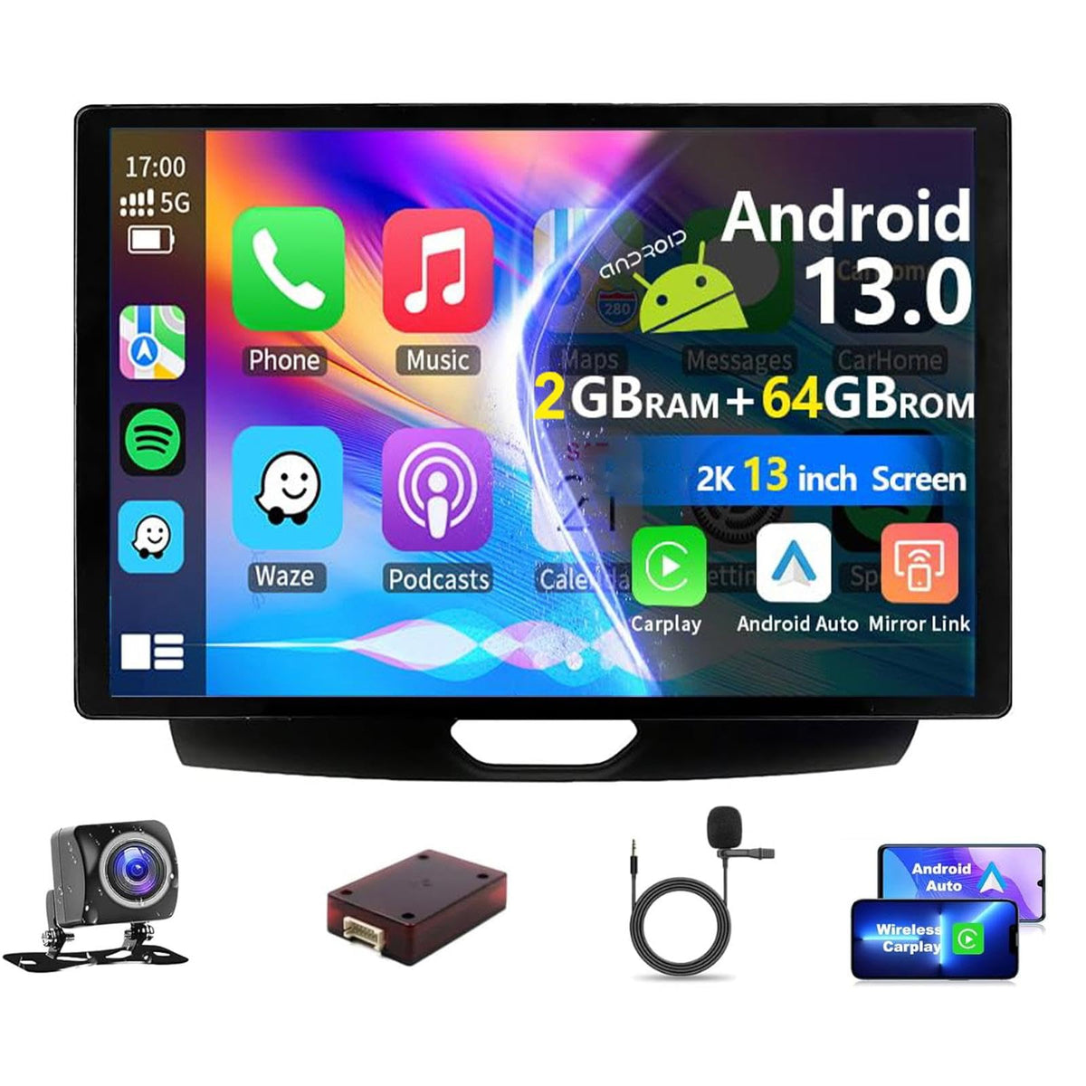 13 inch 2K Touch Screen Android Radio for 【Ford Ranger 2015-2020】 Car Stereo Replace GPS Navigation Upgrade Head Unit Video Multimedia Player Wireless Carplay