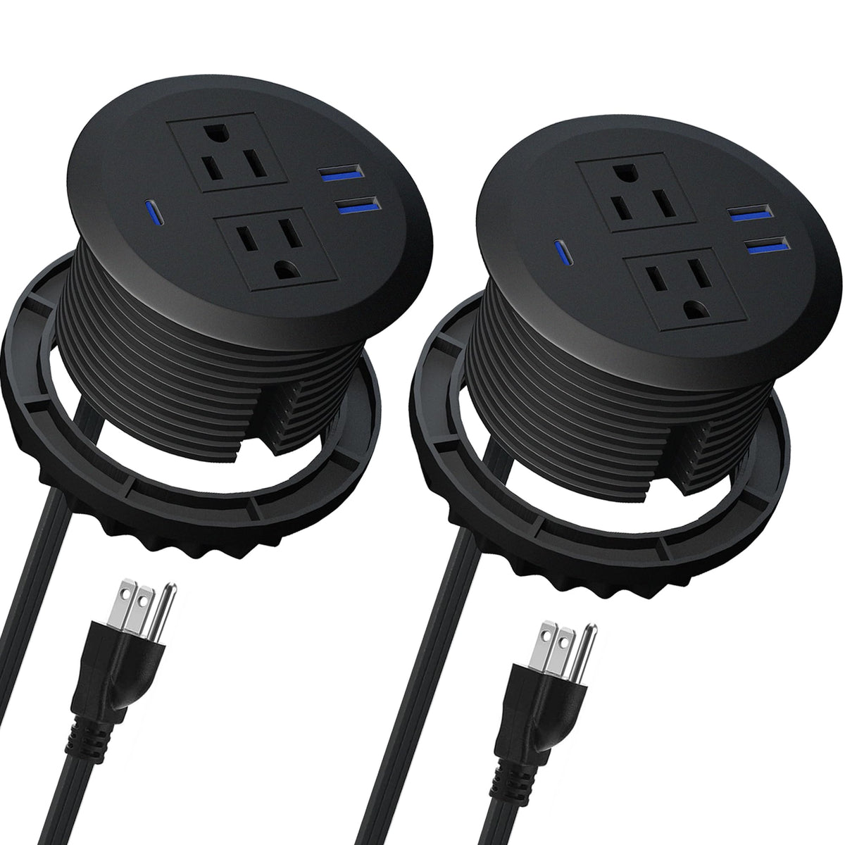 9-Pack 3-inch Desktop Power Grommet,PD20W USB-C,6.5ft Cord,Black