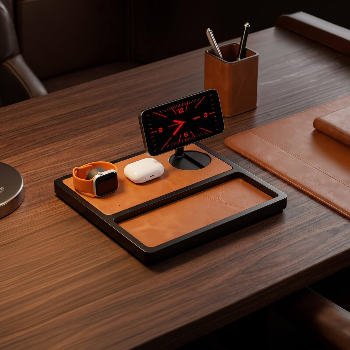 Trio 3-in-1 Wireless Charging Station Magnetic, for Phone, Watch, and Earbuds, Fast Charging, 15W (Saddle)