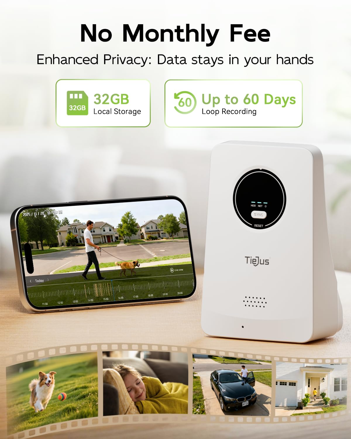 2K Solar Security Cameras Wireless Outdoor System, No Subscription